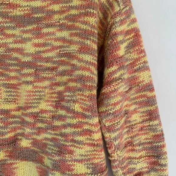 Vintage maximalist hand knit sweater textured and patterned - yellow orange - Picture 2 of 2